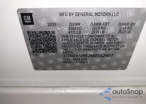 2021 Cadillac Ct5 Luxury z USA, uszkodzony, nr VIN 1G6DX5RK2M0112807